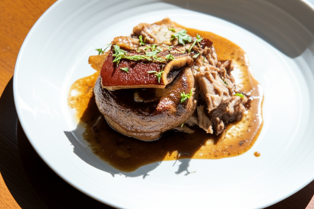 Braised pork cheeks