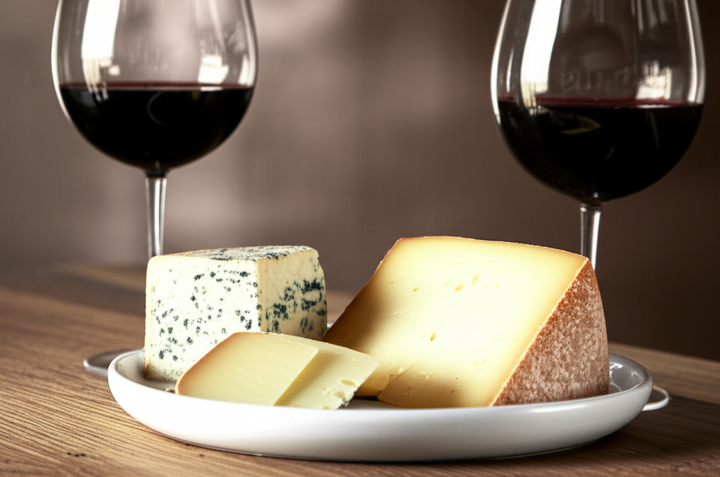 Fine wine and cheese selection