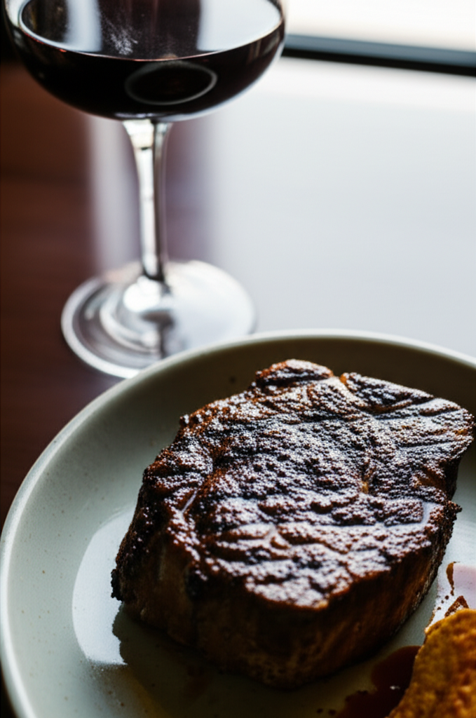 Steak with red wine